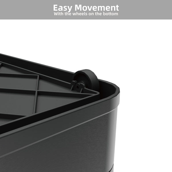 506QT 4-Pack Transparent Stackable Storage Bins with 5 Doors to Open with Wheels, Folding Plastic Craft Containers Large Closet Organizers Box for Bedrooms Living Rooms Study Kids' Toys, Black