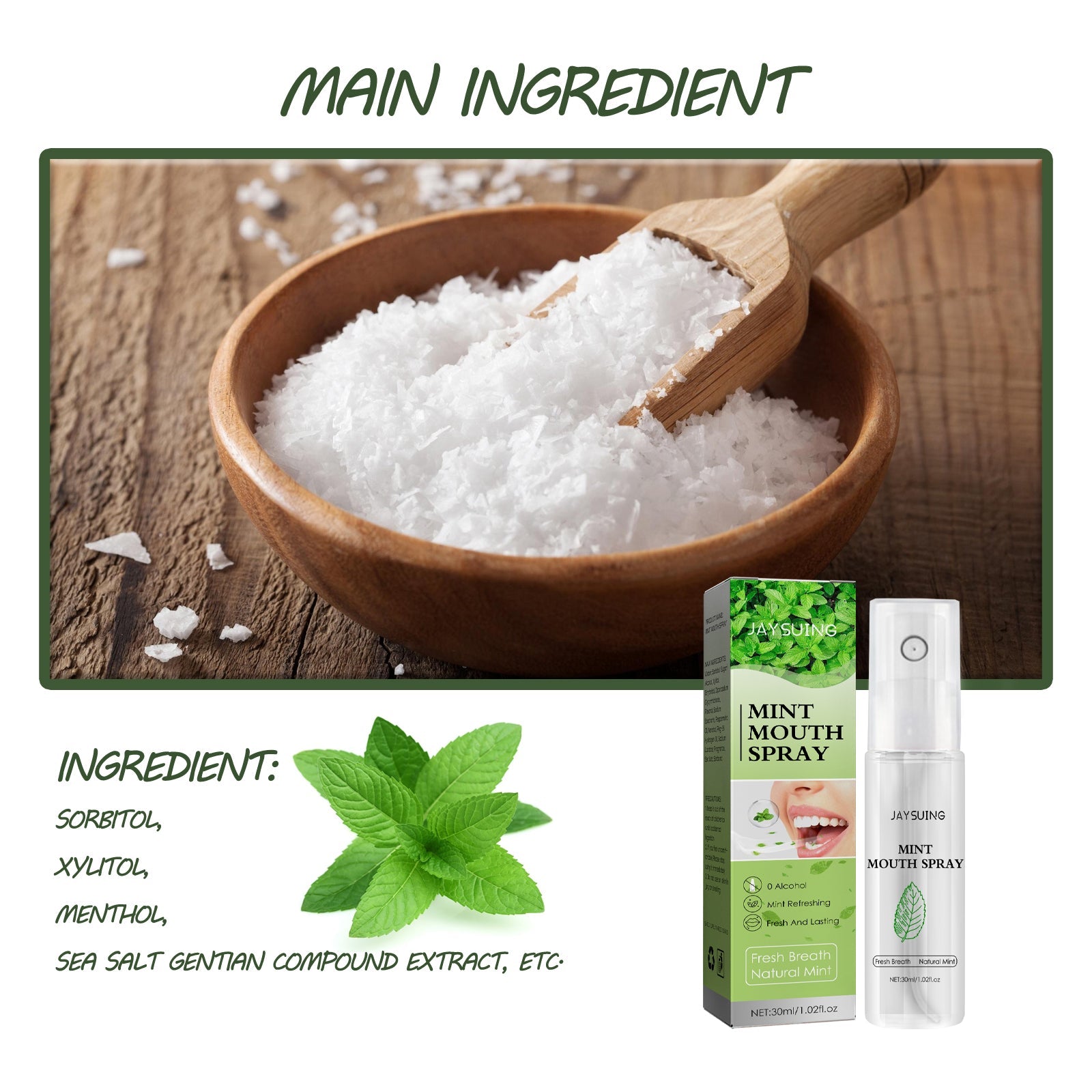 Breath Fresher, Retain Fragrance Remove Odor Portable Minty Breath Freshening Spray