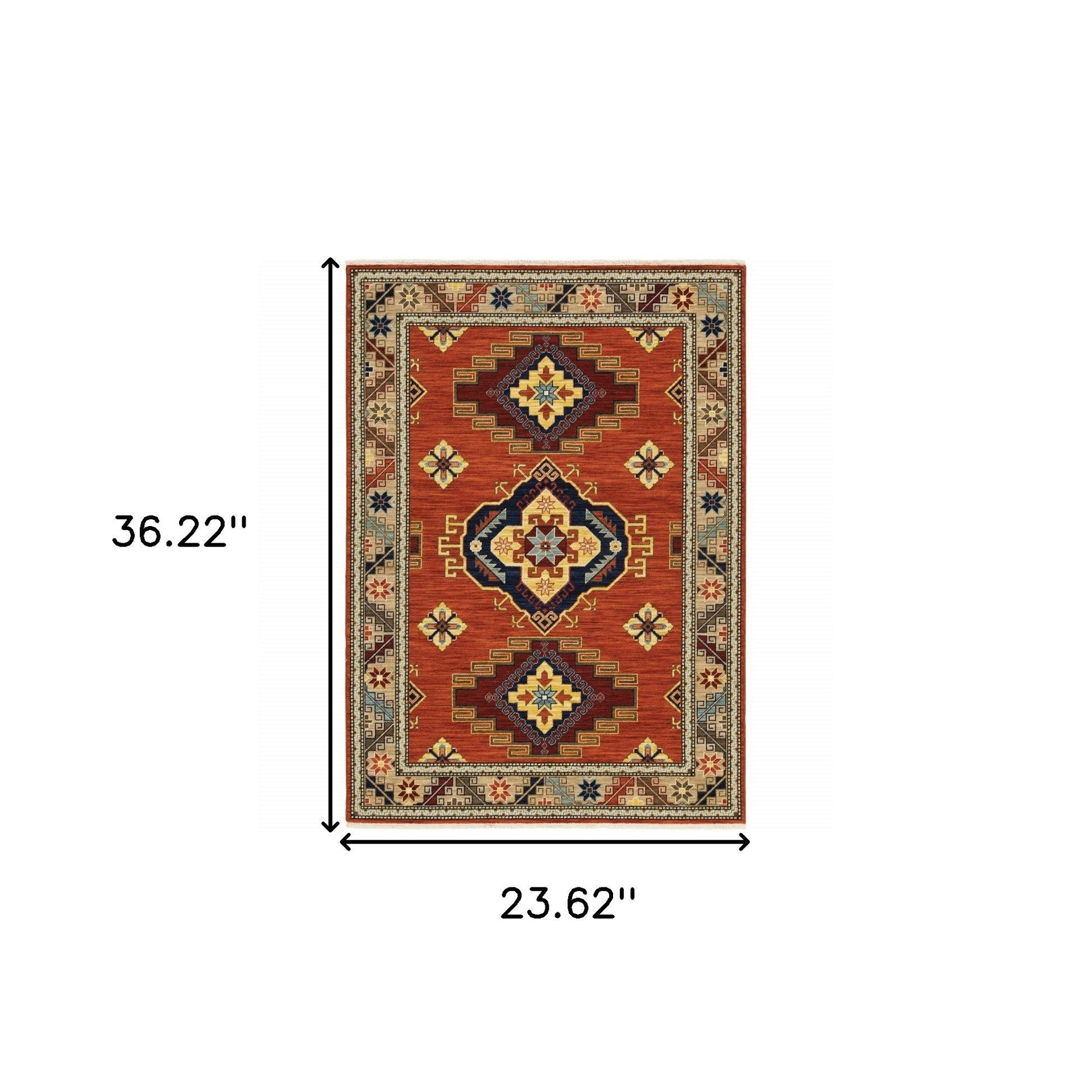2' X 3' Red and Gold Oriental Power Loom Area Rug