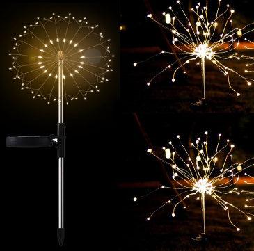 New Ground Plug Solar Fireworks Light LED Light String Copper Wire Outdoor Garden Decoration Star Lights Christmas Lights