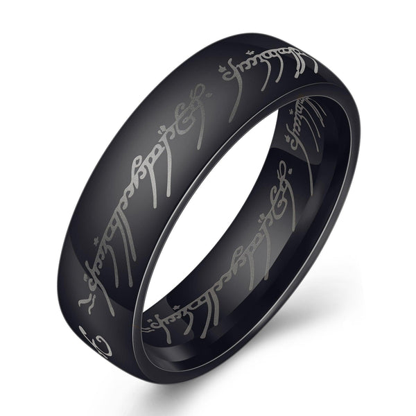 European and American movie peripheral laser Arabic font ring The Lord of the Rings stainless steel 6MM ring personality