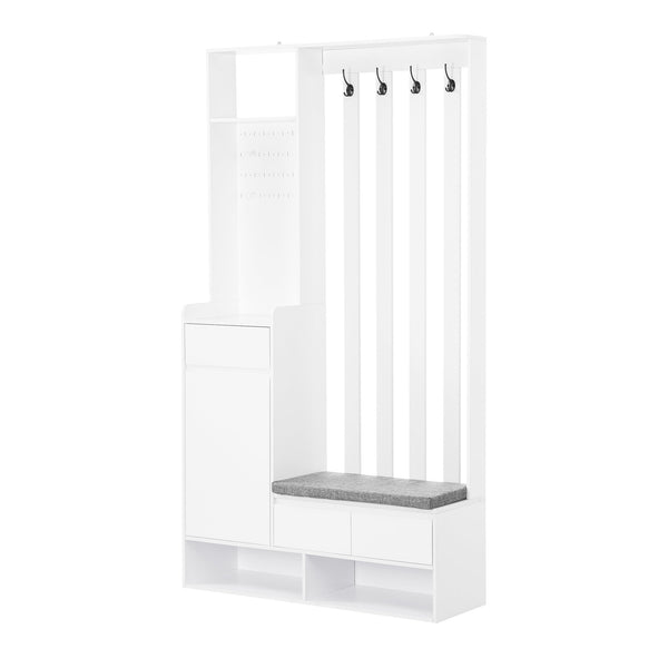 39.3'W70.8'H multifunctional corridor shoe cabinet with soft padded nail board and white clothes hanger with entrance hook