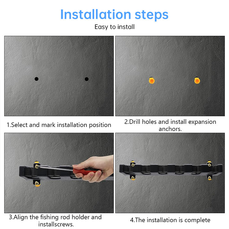 1pc 6-hole fishing rod wall mount, vertical/horizontal display frame