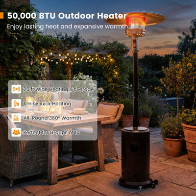 50 000 BTU Patio Propane Gas Heater with Stainless Steel Burner-Bronze