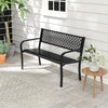 50 Inches Outdoor Garden Bench with Geometric Lattice Backrest and Slatted Seat-Black