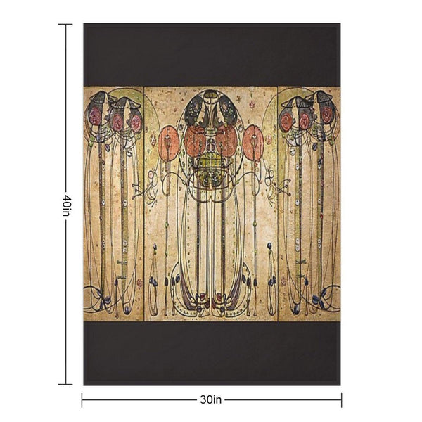 Art Nouveau Charles Mackintosh The Wassail Throw Blanket