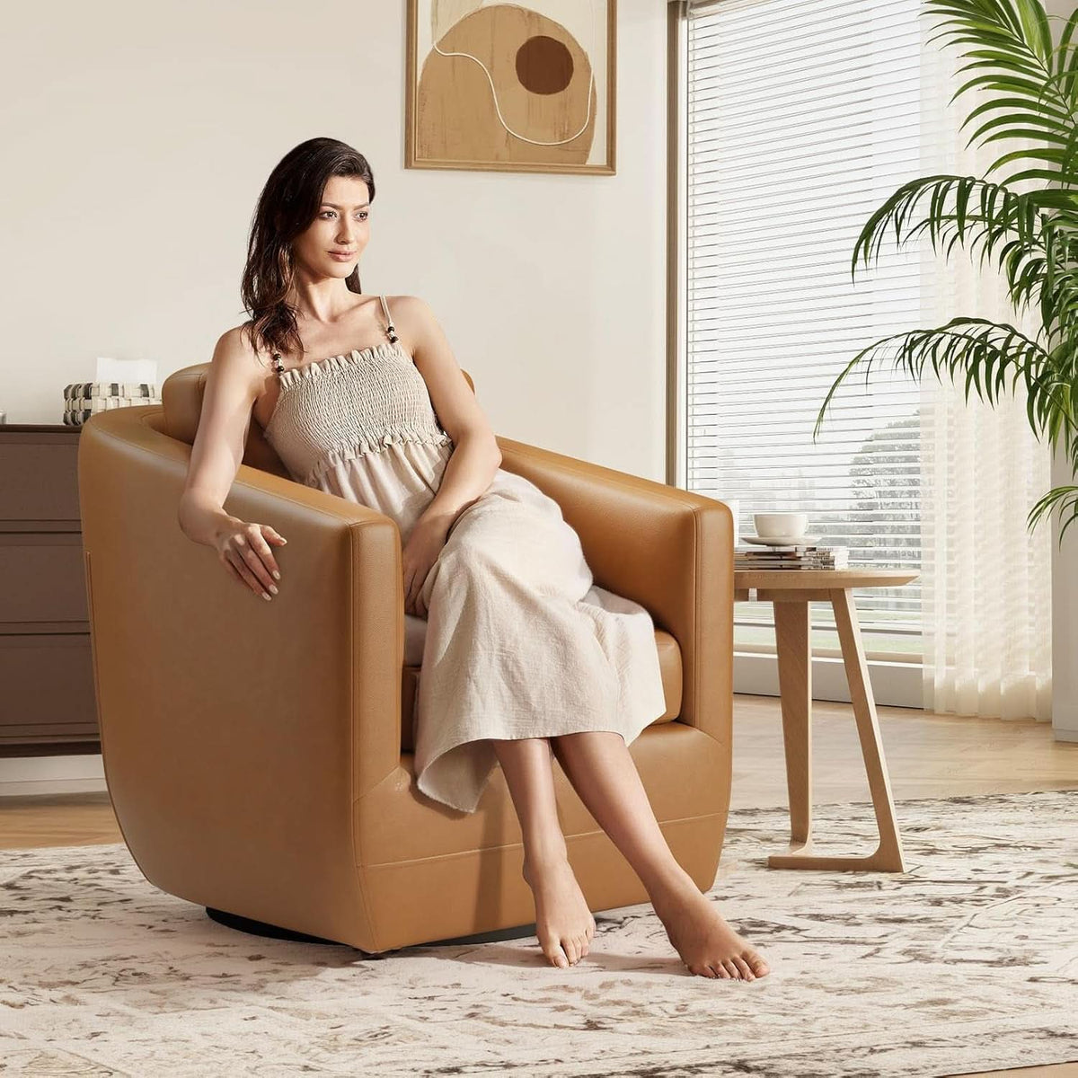 Brown 360 Degree Swivel Premium Upholstered Chairs
