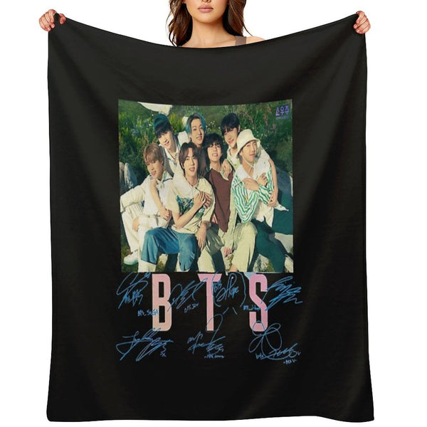 BTS Group Sign Travel-friendly Throw Blanket