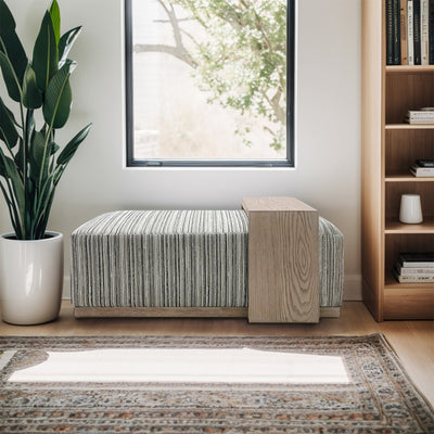 Peggy Bench/Cocktail Ottoman With Table - Stripe/Multi