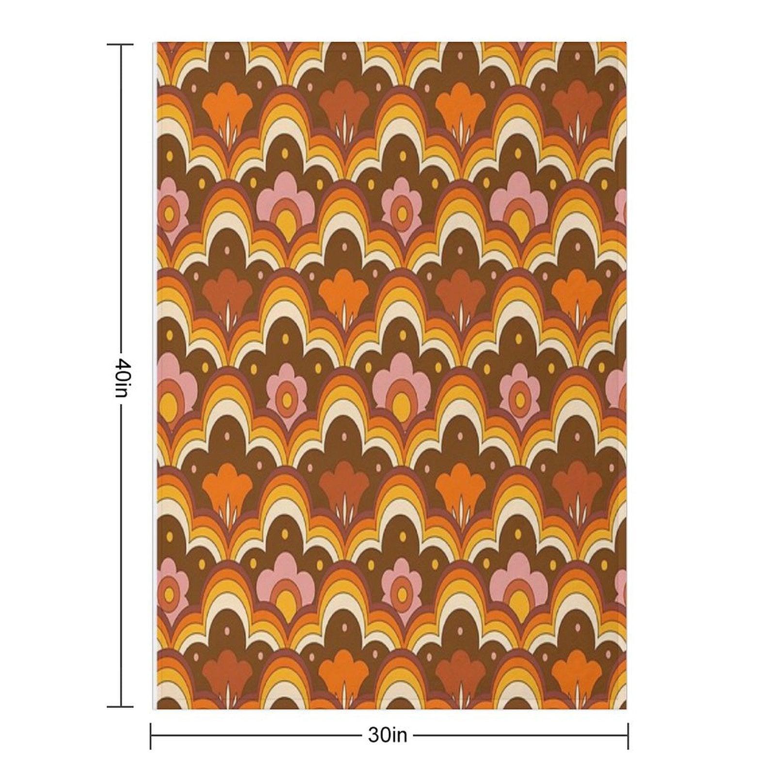 70s 60s Retro Psychedelic Flower Power, Floral Pattern Throw Blanket