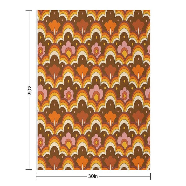 70s 60s Retro Psychedelic Flower Power, Floral Pattern Throw Blanket