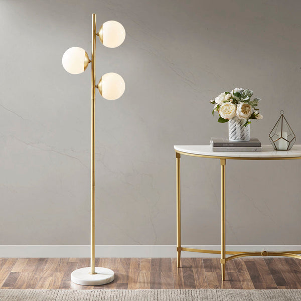 3-Globe Light Floor Lamp with Marble Base BLAKHOM