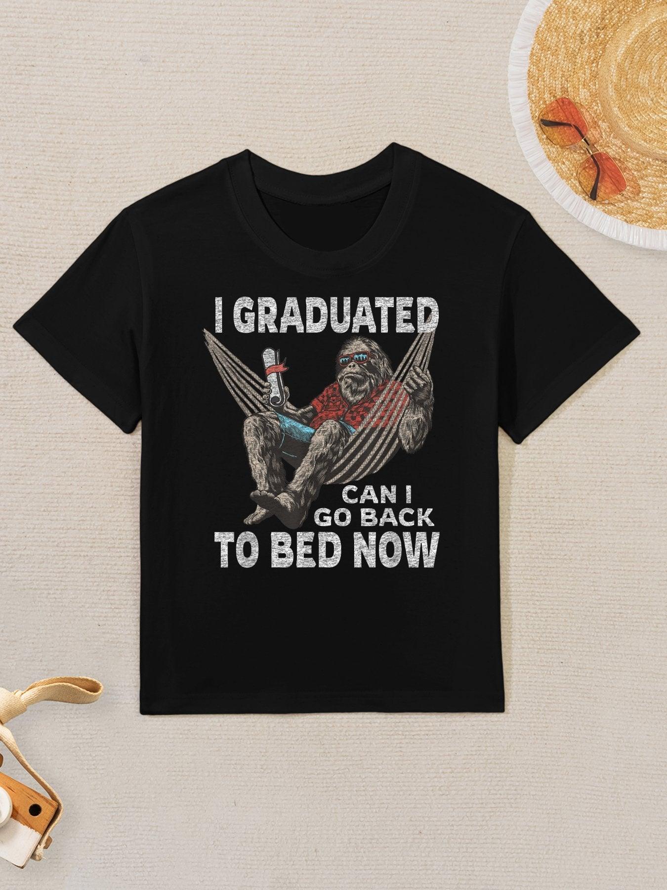 Funny Graduation  I Graduated Can I Go Back To Bed Now Kids T-Shirt