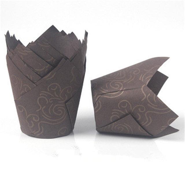 50pcs Newspaper Style Cupcake Liner Baking Cup For Wedding Party Muffin Cupcake Paper Cup Oilproof Cake Wrapper Cupcake Baking Cups Muffin Baking Liners Holders Cupcake Wrapper Brown White Bright Nature Color