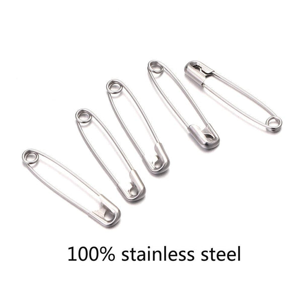 50pcs/lot High Quality Stainless Steel Safety Pins Sewing Tools Accessory Needles Large Safety Pin Small Silver Metal Needles Large Safety Pin Small Brooch Accessories