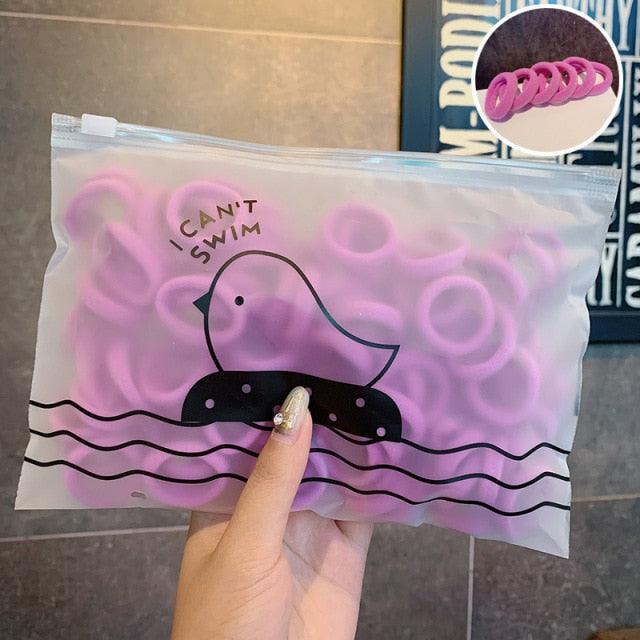 50PCS/Set 3 CM Ring Elastic Hair Bands For Girls Rubber Bands Ponytail Holder Scrunchies Soft Fashion Hair Styling Accessories Ponytail Holders For Women