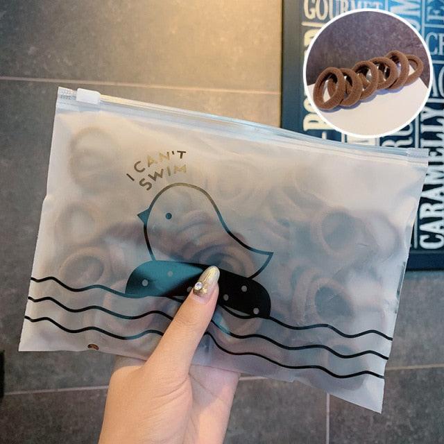 50PCS/Set 3 CM Ring Elastic Hair Bands For Girls Rubber Bands Ponytail Holder Scrunchies Soft Fashion Hair Styling Accessories Ponytail Holders For Women