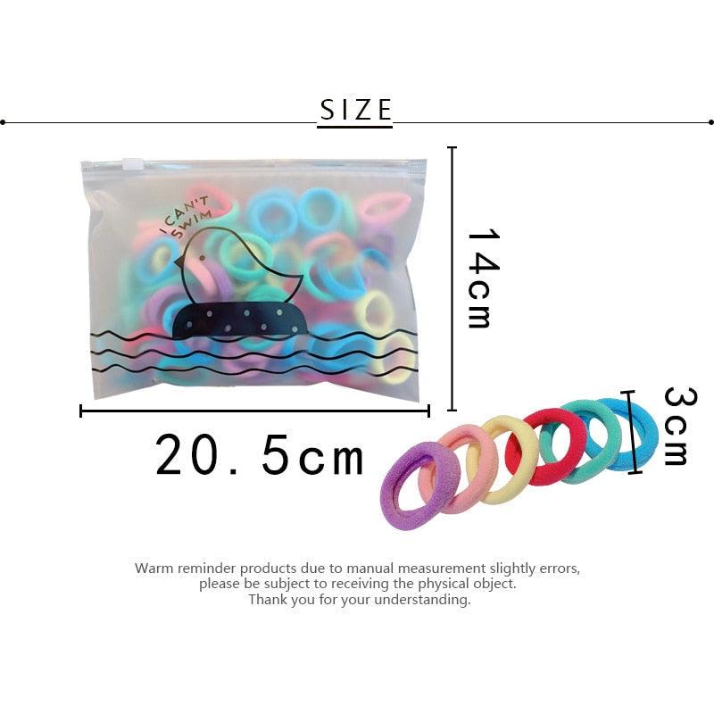 50PCS/Set 3 CM Ring Elastic Hair Bands For Girls Rubber Bands Ponytail Holder Scrunchies Soft Fashion Hair Styling Accessories Ponytail Holders For Women