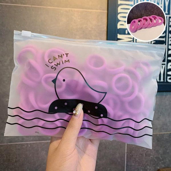 50PCS/Set 3 CM Ring Elastic Hair Bands For Girls Rubber Bands Ponytail Holder Scrunchies Soft Fashion Hair Styling Accessories Ponytail Holders For Women