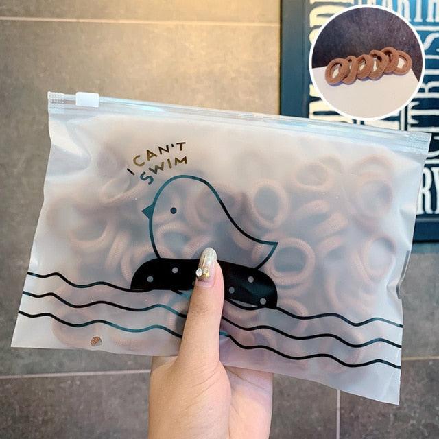 50PCS/Set 3 CM Ring Elastic Hair Bands For Girls Rubber Bands Ponytail Holder Scrunchies Soft Fashion Hair Styling Accessories Ponytail Holders For Women