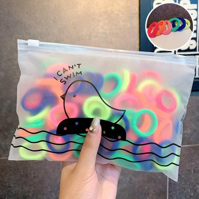 50PCS/Set 3 CM Ring Elastic Hair Bands For Girls Rubber Bands Ponytail Holder Scrunchies Soft Fashion Hair Styling Accessories Ponytail Holders For Women