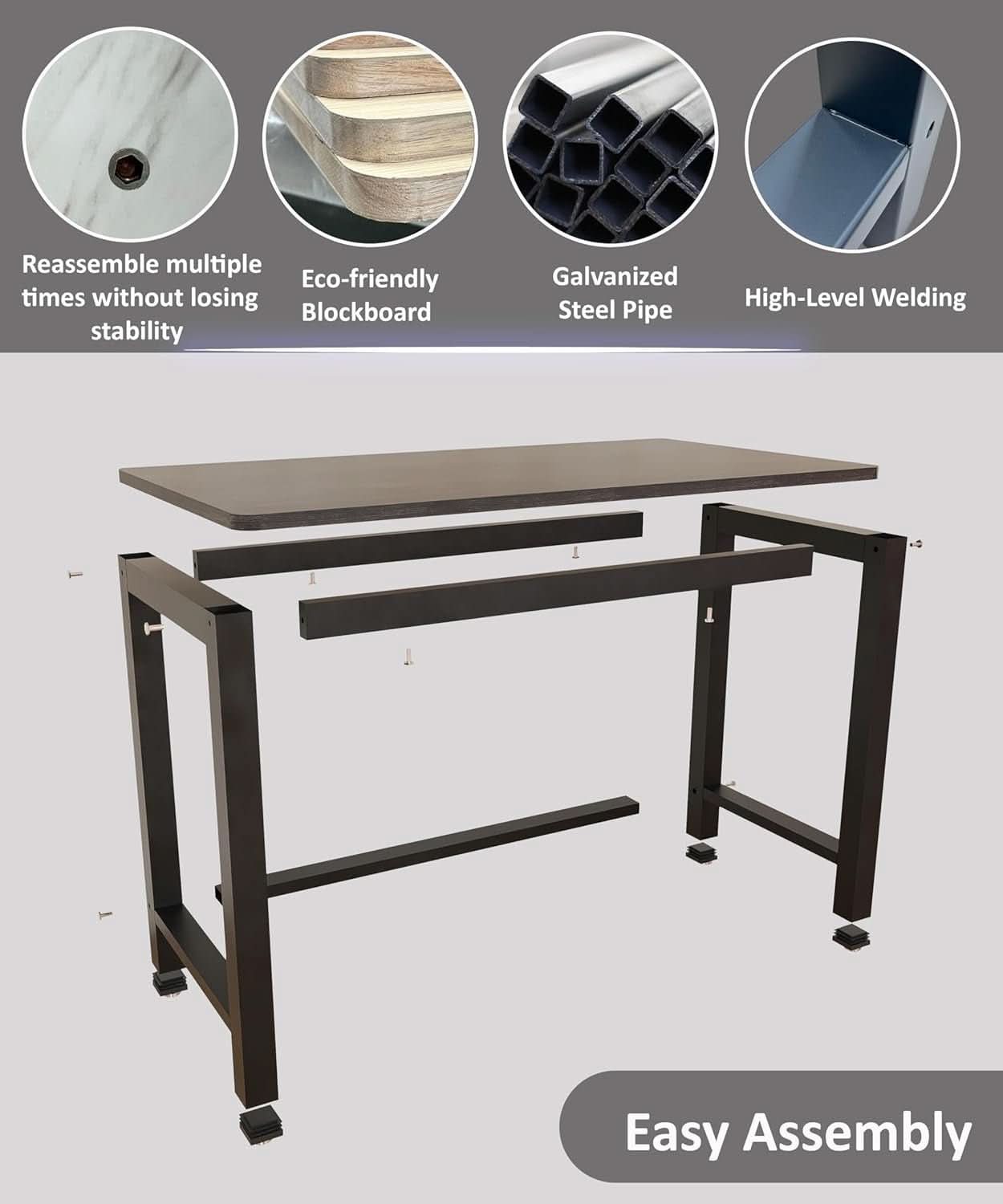 51 Inch Home Office Desk Two Tone Rustic Brown Black