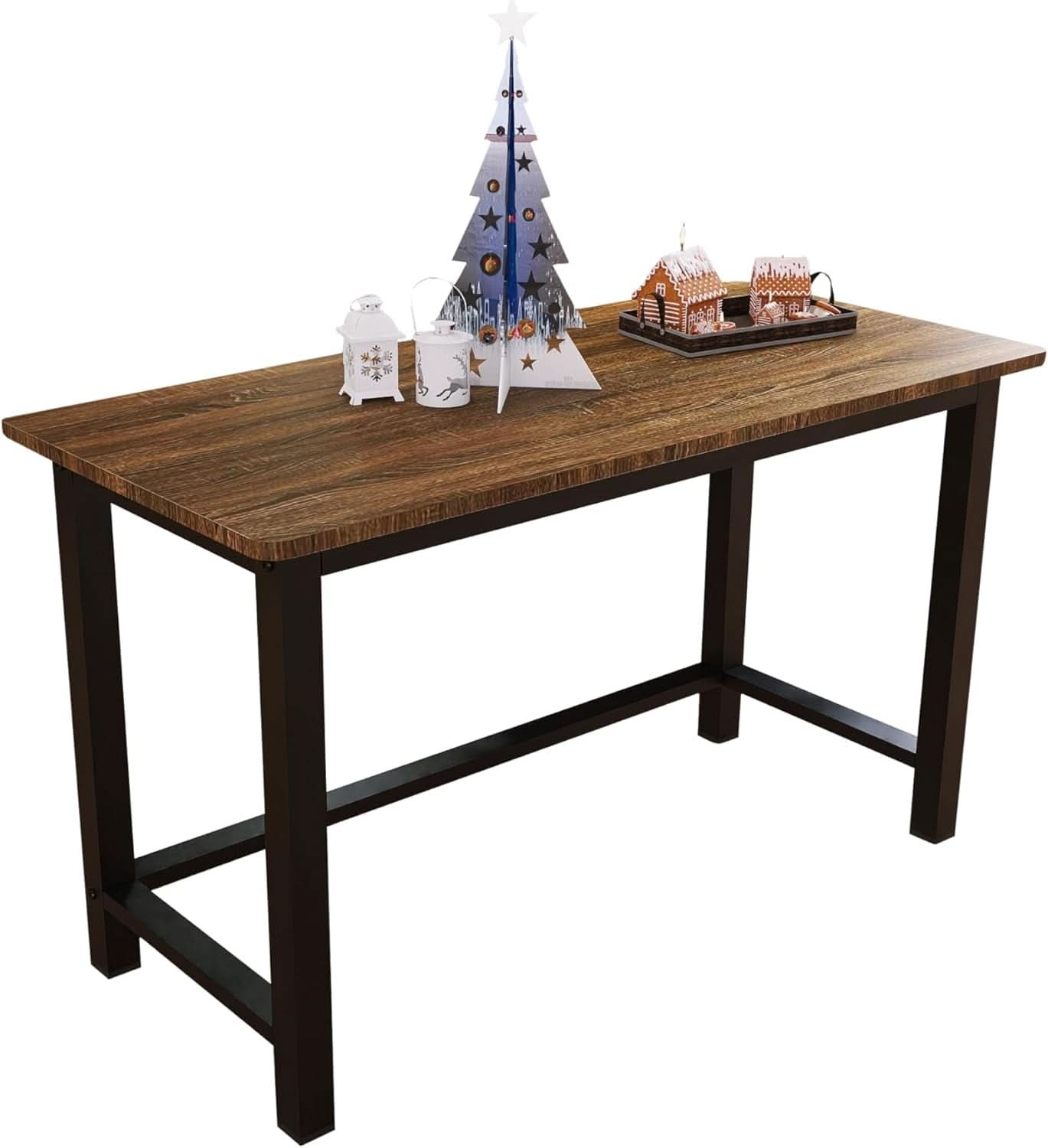 51 Inch Home Office Desk Two Tone Rustic Brown Black