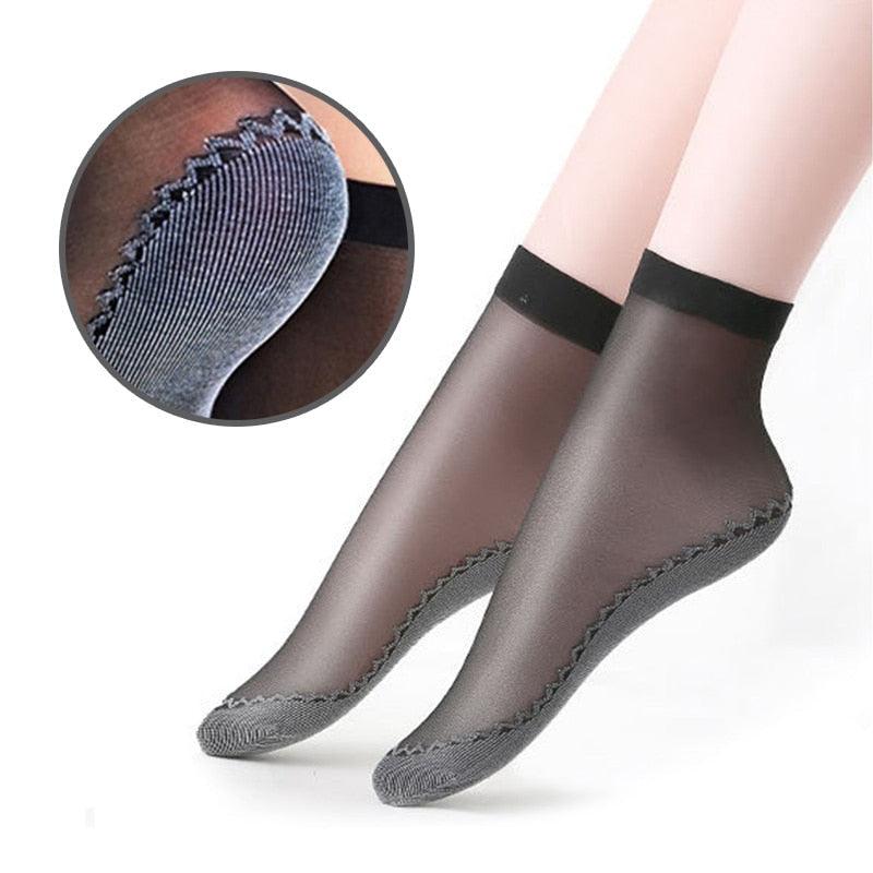 5/10 Pairs New Summer Velvet Silk Women Socks Pack Cotton Bottom Soft Fashion Ultrathin Breathable Transparent Socks Set
