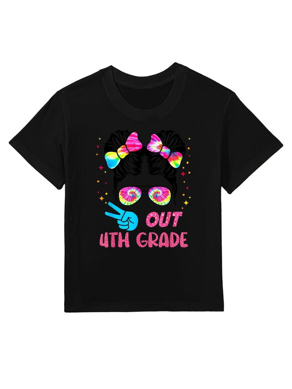 4th Grade Graduation Shirt Messy Bun 4th Grade End of School Kids T-Shirt