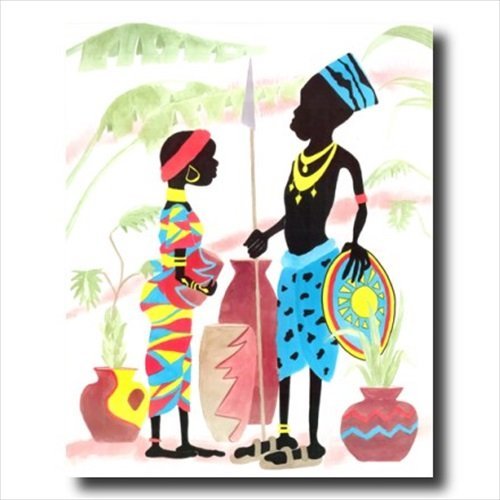 Tribal Man Wall Art - African American Art 16x20 Father and Son Print