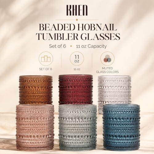 Beaded Hobnail Tumbler Drinking Glasses Set | Set of 6