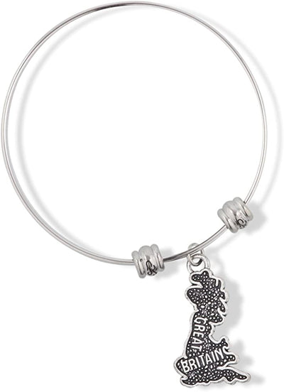 Great Britain England Country Map Fancy Charm Bangle