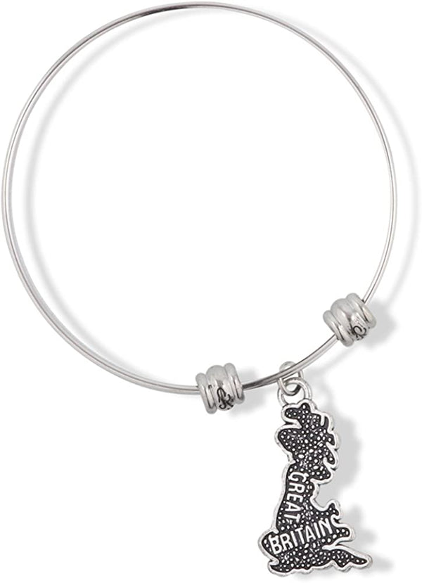 Great Britain England Country Map Fancy Charm Bangle