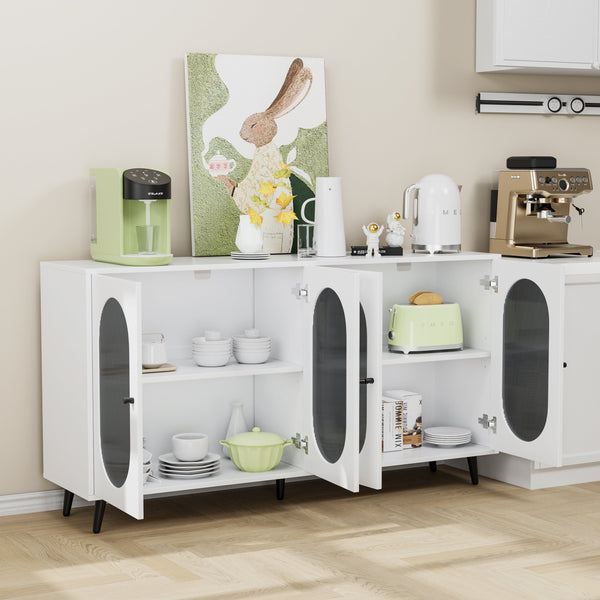 Modern Accent Sideboard Cabinet with Acrylic Doors, Freestanding Storage Cupboard Console Table for Kitchen Dining White