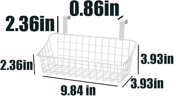 LeleCAT White Basket with hook Grid Storage Basket,Hang it behind a door or on a railing,Over the Cabinet Door,2 Pack