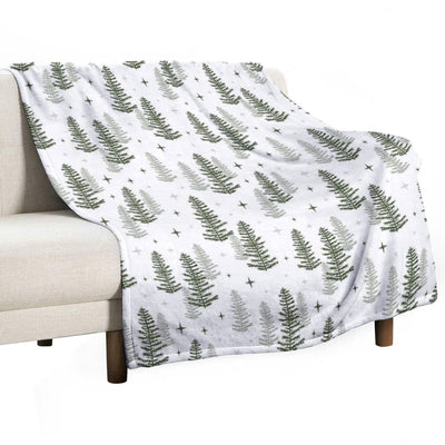 Christmas Night with Green Trees Quick-dry Throw Blanket