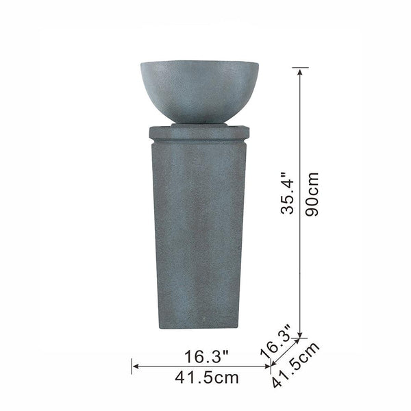 Resin Zen Bowl Pedestal Outdoor Fountain 35 Inch