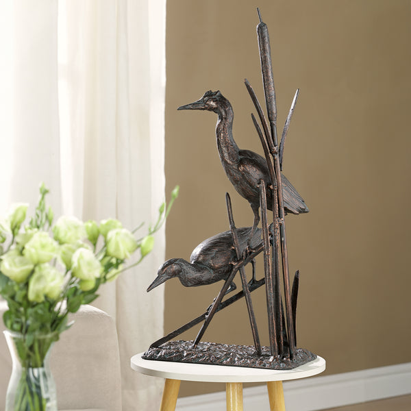 Heron Couple with Reeds Sculpture - Gifts for You 'n Me.com