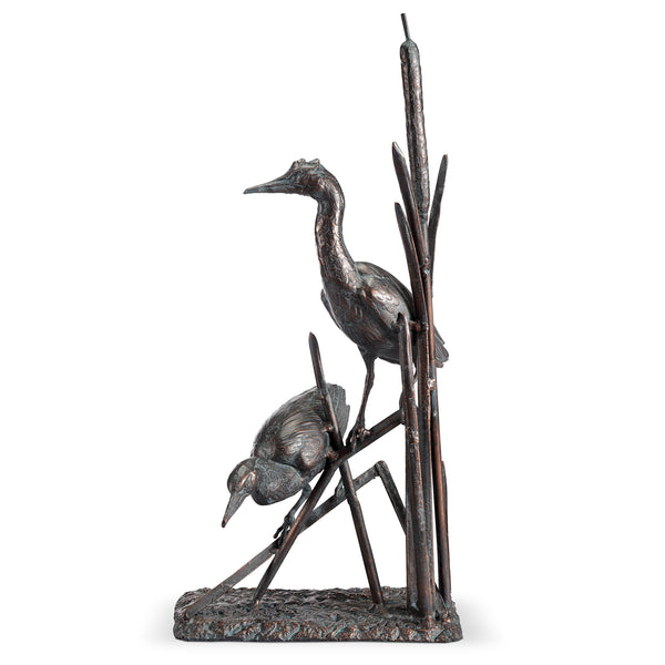 Heron Couple with Reeds Sculpture