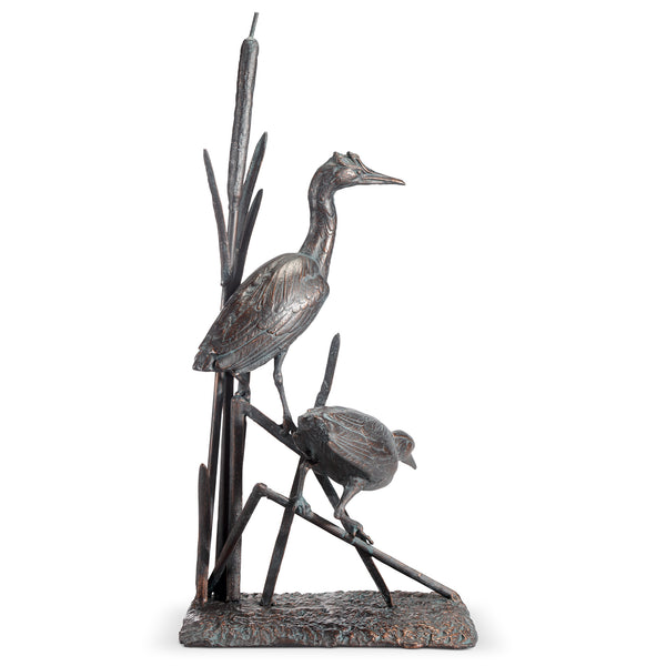 Heron Couple with Reeds Sculpture