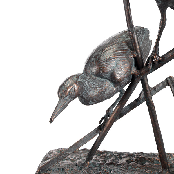 Heron Couple with Reeds Sculpture