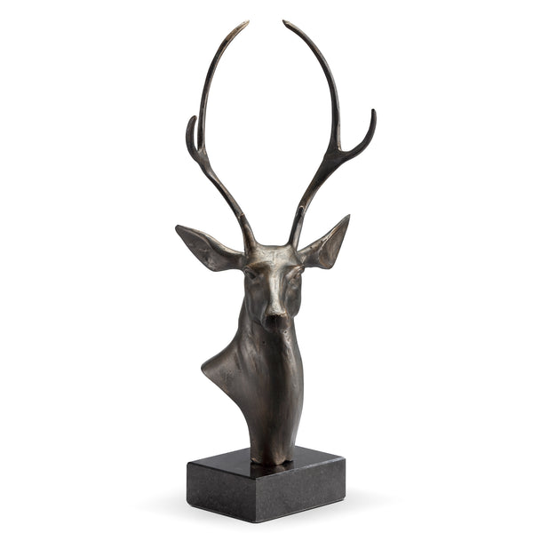 23''H Aluminum Deer Bust on Base