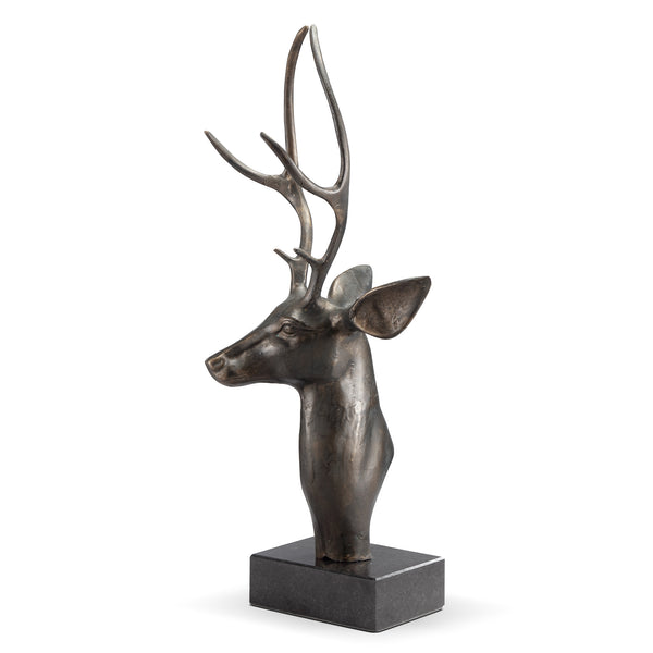 23''H Aluminum Deer Bust on Base