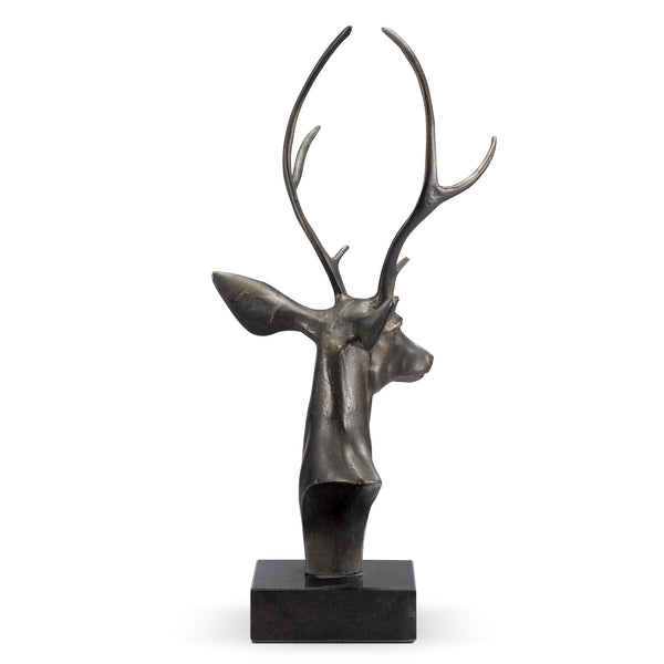 23''H Aluminum Deer Bust on Base