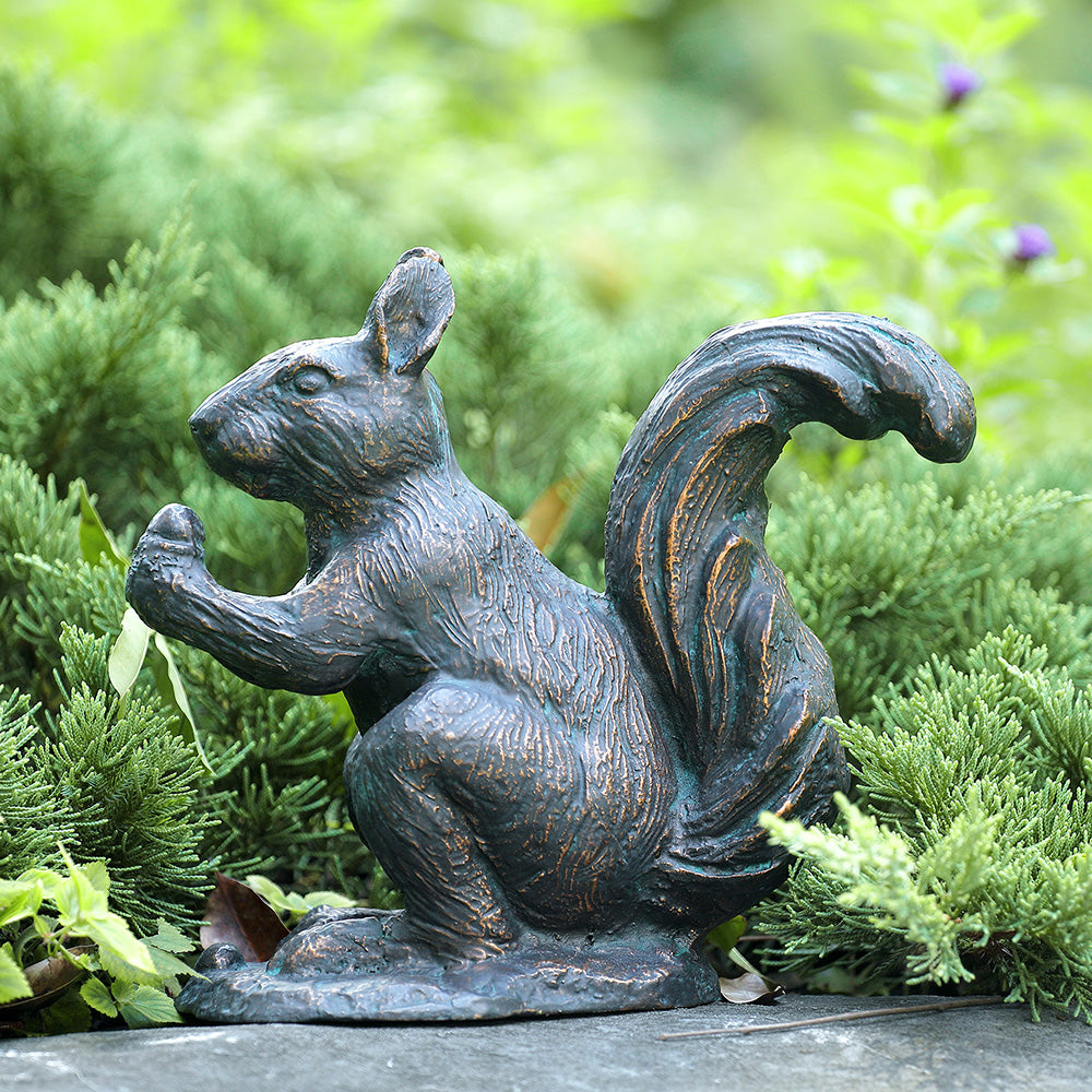 Sitting Squirrel with Snack Sculpture