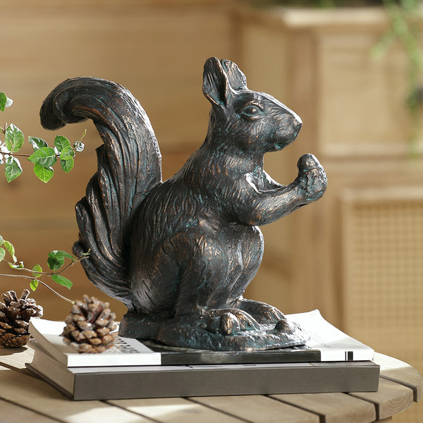 Sitting Squirrel with Snack Sculpture