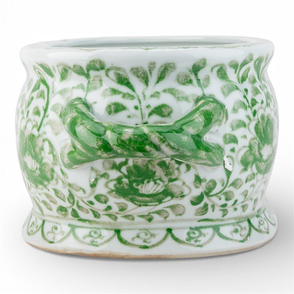 Green Peony Oval Footbath -  Basins/Bowls/Planters