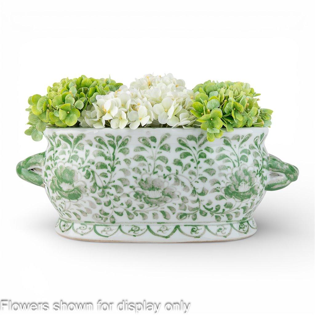 Green Peony Oval Footbath -  Basins/Bowls/Planters