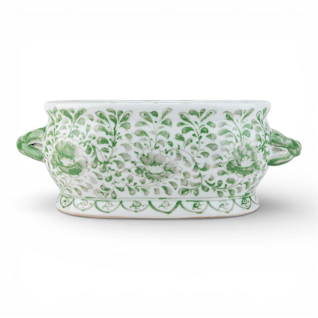 Green Peony Oval Footbath -  Basins/Bowls/Planters