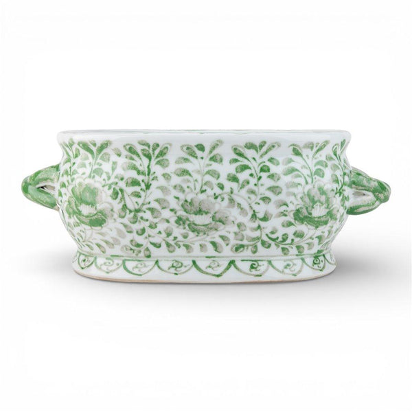 Green Peony Oval Footbath -  Basins/Bowls/Planters